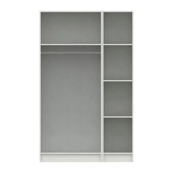 Triple Mirrored Wardrobe with Handles - White