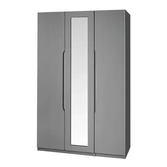Triple Wardrobe with Cut-Out Handles - Grey image