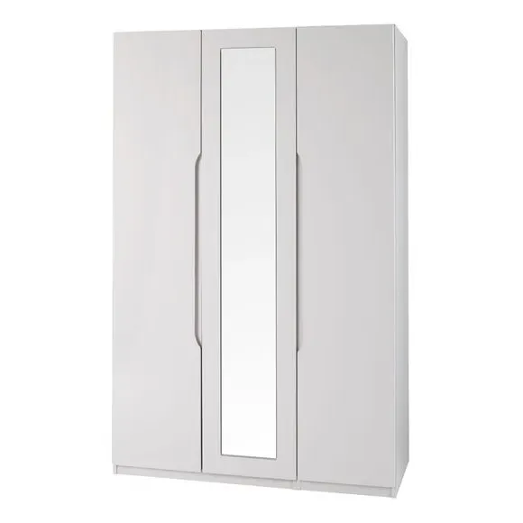 Triple Wardrobe with Cut-Out Handles - Light Grey