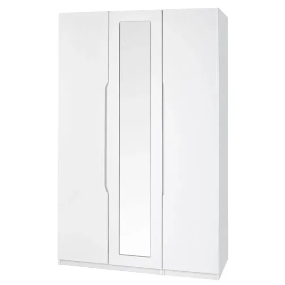 Triple Wardrobe with Cut-Out Handles - White