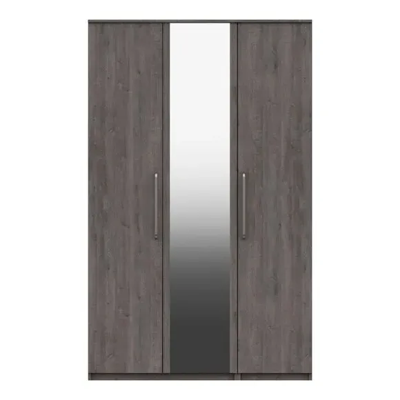 Triple Wardrobe with Mirror - Dark Grey image