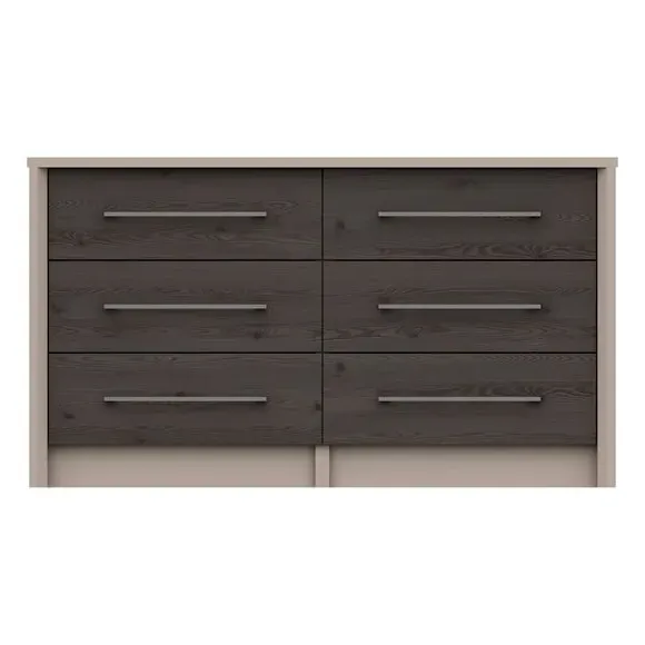 Wide 6-Drawer Chest - Dark Wood, Oak Effect image