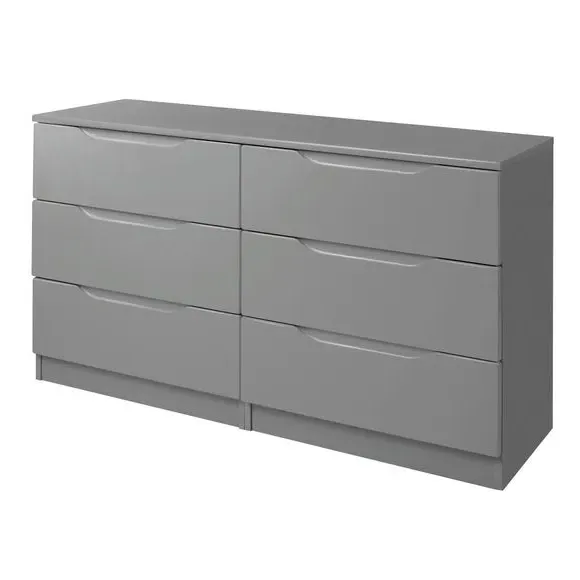 Wide 6 Drawer Chest Handle-less - Grey image