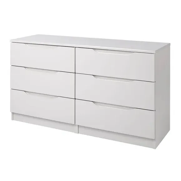 Wide 6 Drawer Chest Handle-less - Light Grey