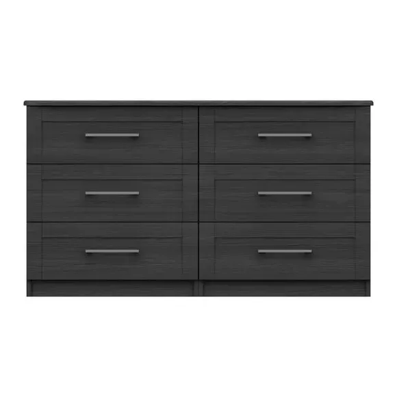 Wide 6-Drawer Chest with Handles - Grey image