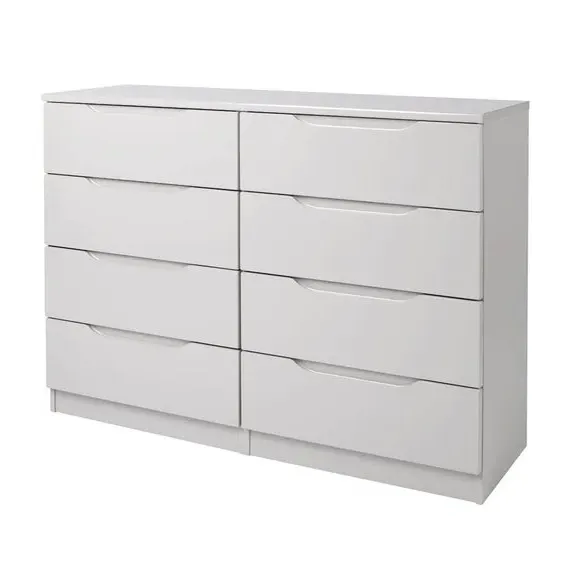 Wide 8 Drawer Chest Handle-less - Light Grey