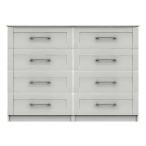 Wide 8 Drawer Chest with Handles - White