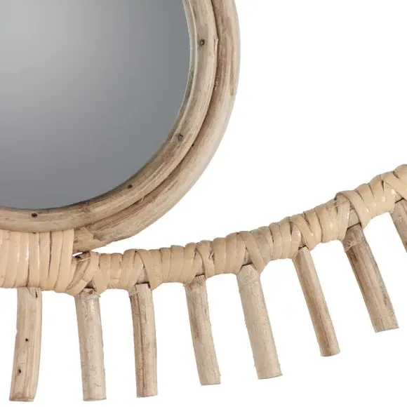 Eye Shaped Wall Mirror - Natural, Rattan