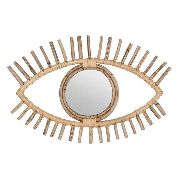 Eye Shaped Wall Mirror - Natural, Rattan