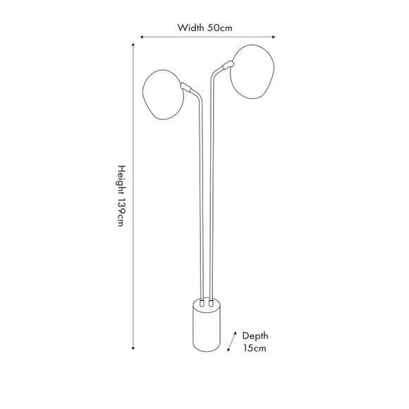 2-Head Floor Lamp with Adjustable Heads - Black