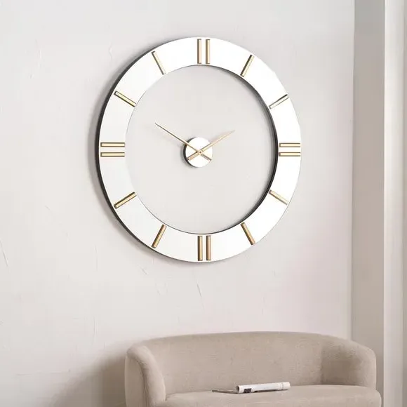 2-Piece Open Wall Clock - Silver, Mirrored image