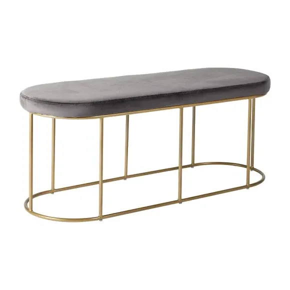 2-Seater Bench with Gold Frame - Dove, Velvet