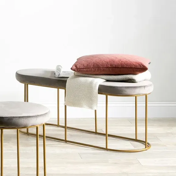 2-Seater Bench with Gold Frame - Dove, Velvet image