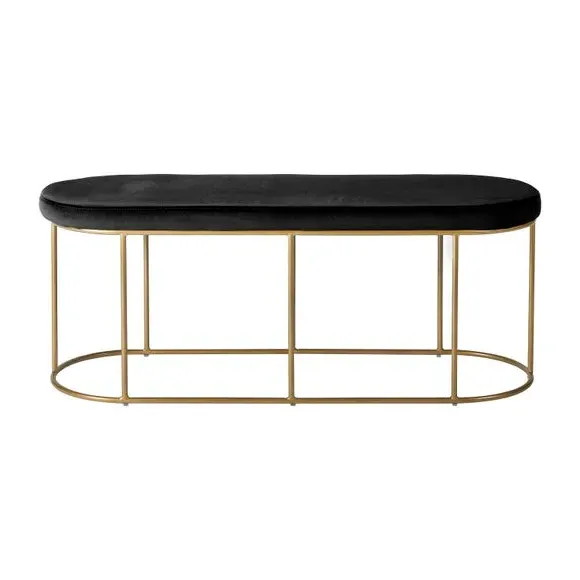 2-Seater Bench with Gold Frame - Gold, Velvet