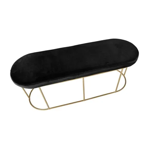 2-Seater Bench with Gold Frame - Gold, Velvet