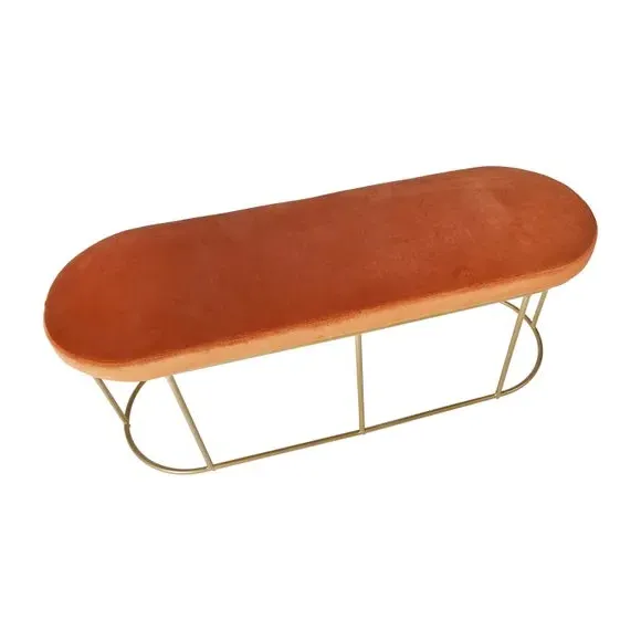 2-Seater Bench with Gold Frame - Tobacco, Velvet