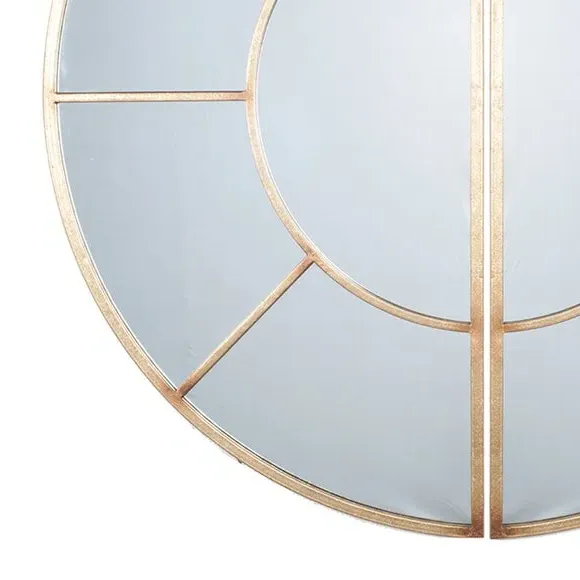 2-Section Round Wall Mirror - Gold
