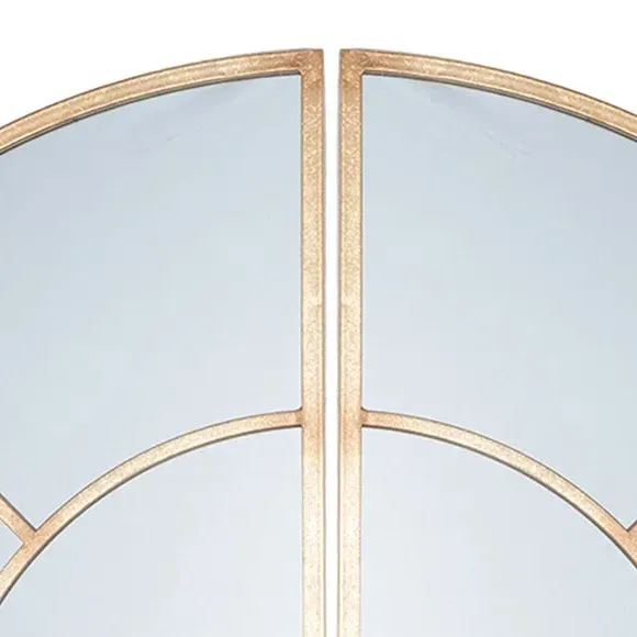 2-Section Round Wall Mirror - Gold