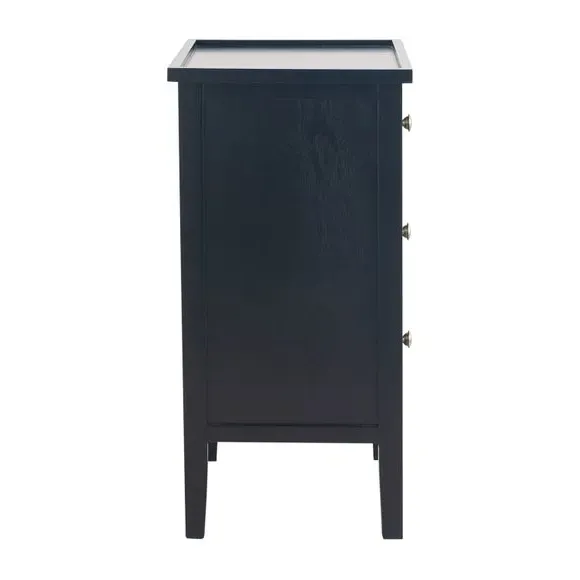 3-Drawer Bedside Table - Black, Pine