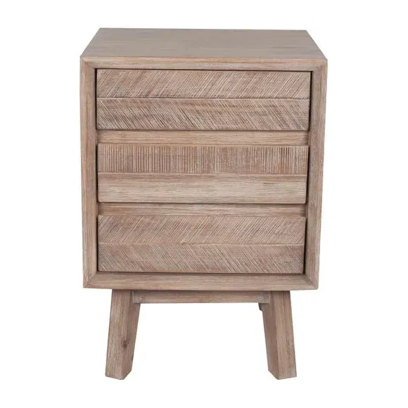 3-Drawer Bedside Table - Natural, Acacia Wood