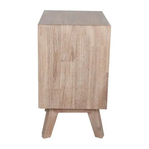 3-Drawer Bedside Table - Natural, Acacia Wood