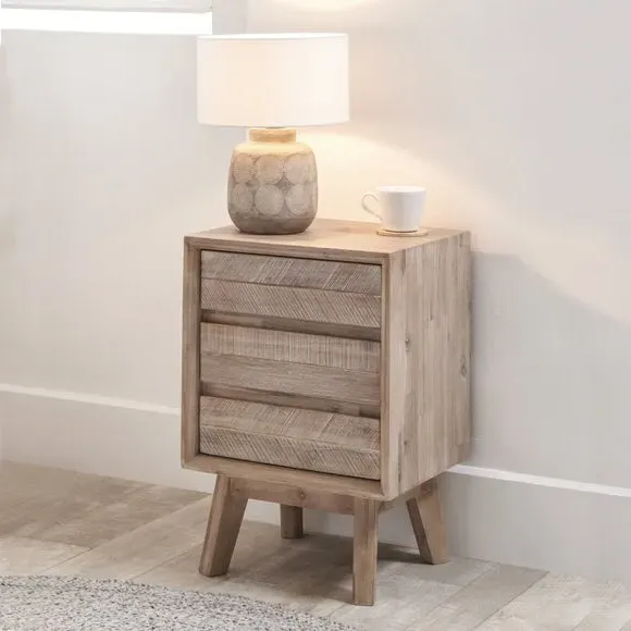 3-Drawer Bedside Table - Natural, Acacia Wood image