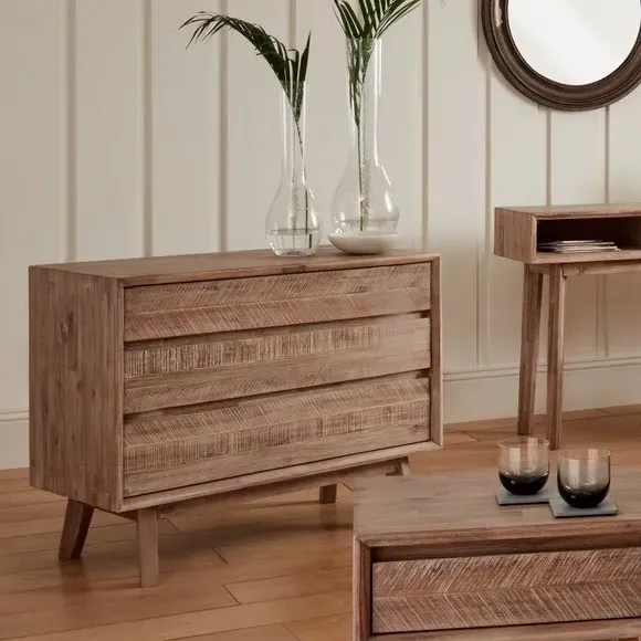 3-Drawer Chest with Clean Lines - Natural, Acacia