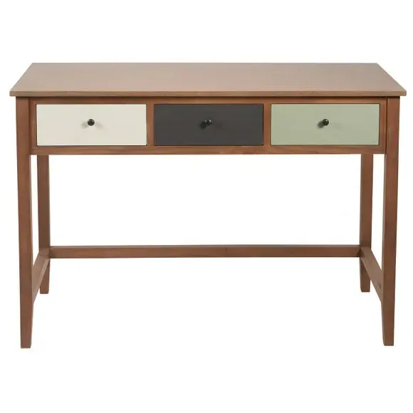 3-Drawer Desk with Storage - Sage, Pine Wood