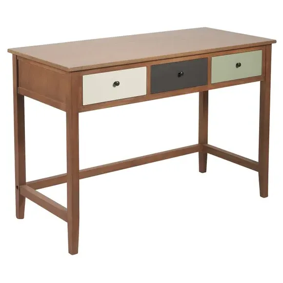3-Drawer Desk with Storage - Sage, Pine Wood