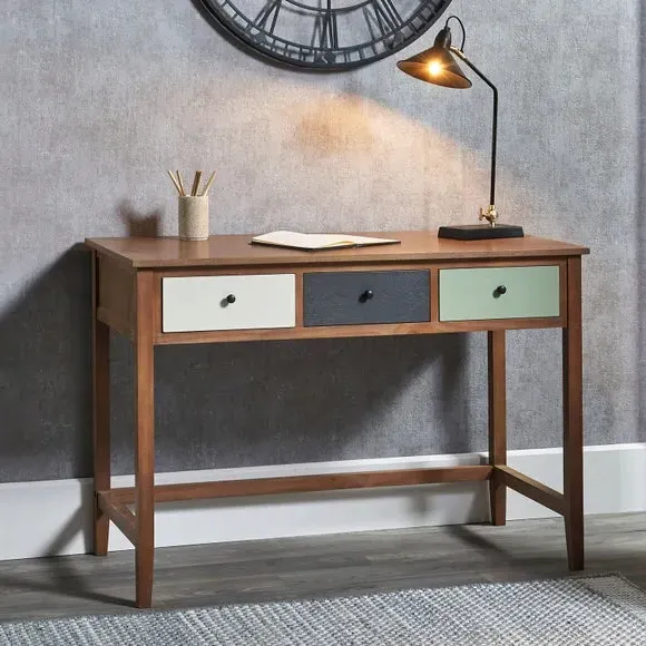 3-Drawer Desk with Storage - Sage, Pine Wood image