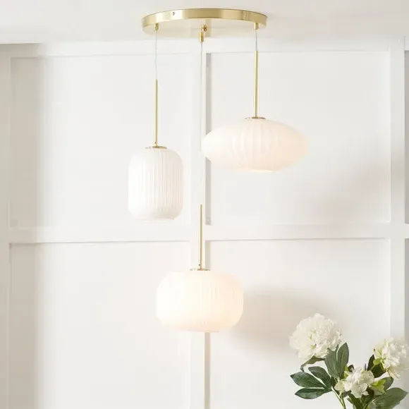 3-Light Cluster Ceiling Light - White, Glass image