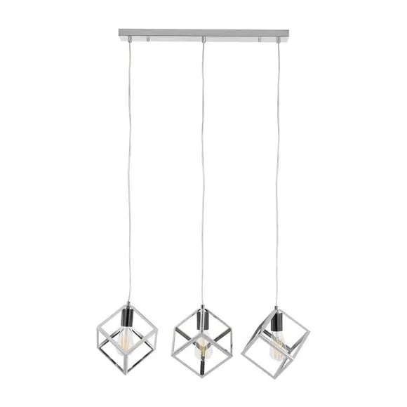 3-Light Cube Pendant Light - Nickel, Metal