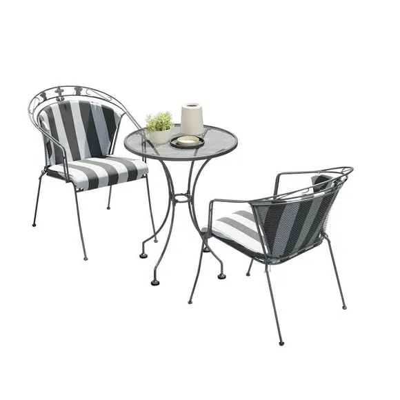 3-Piece Bistro Set with Cushions - Grey, Steel