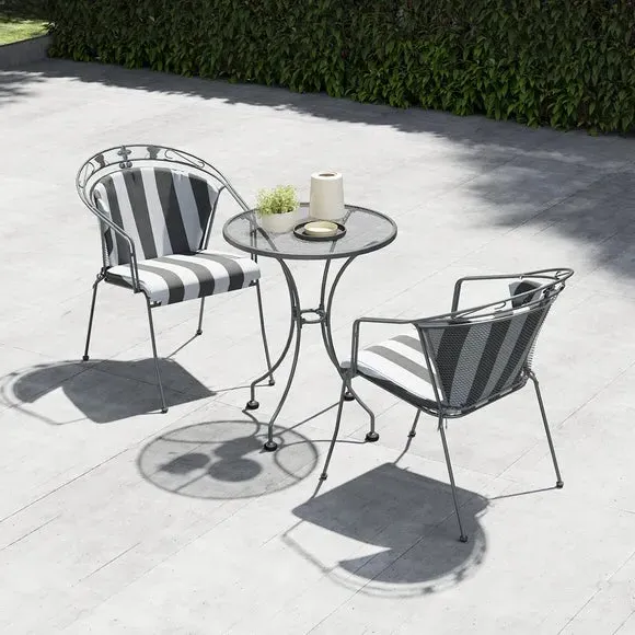 3-Piece Bistro Set with Cushions - Grey, Steel image