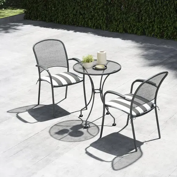 3-Piece Bistro Set with Cushions - Grey, Steel image