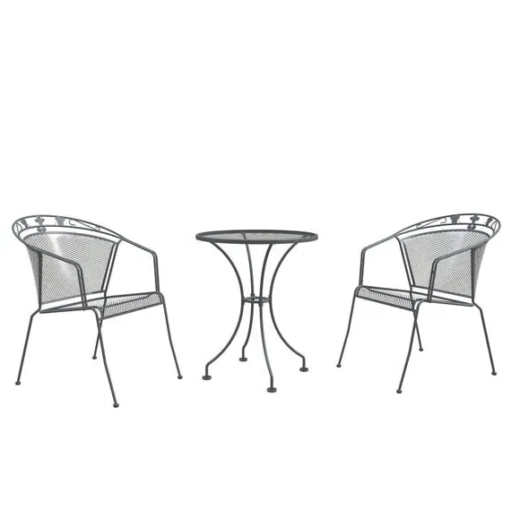3-Piece Bistro Set with Ivy Detail - Grey, Steel