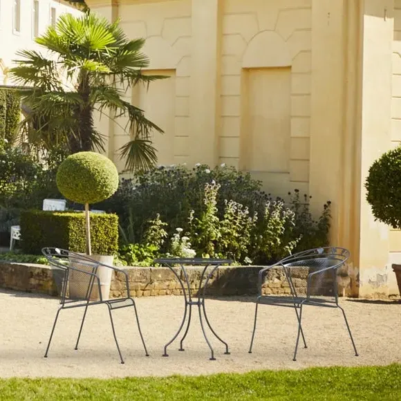 3-Piece Bistro Set with Ivy Detail - Grey, Steel image