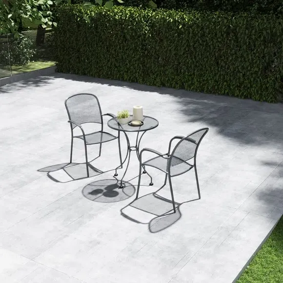 3-Piece Bistro Set with Stackable Chairs - Grey image