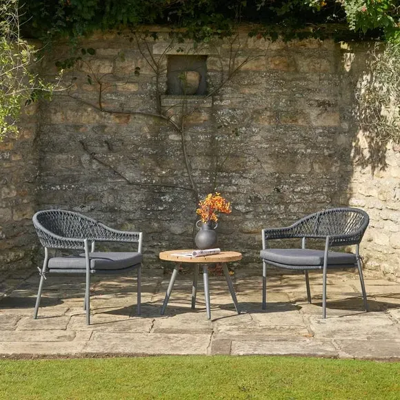 3-Piece Outdoor Bistro Set - Black, Acacia Wood image