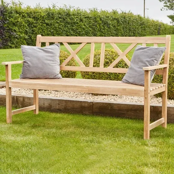 3-Seater Wooden Bench - Natural, Acacia Wood