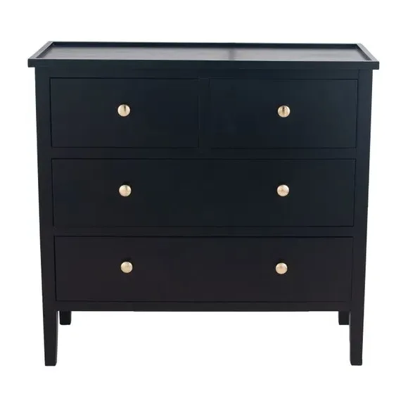 4-Drawer Chest Handcrafted - Black, Pine