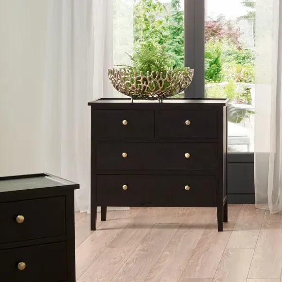 4-Drawer Chest Handcrafted - Black, Pine image