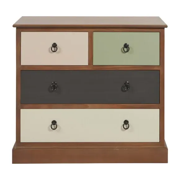 4-Drawer Chest with Handles - Multicolor, Pine