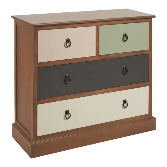 4-Drawer Chest with Handles - Multicolor, Pine