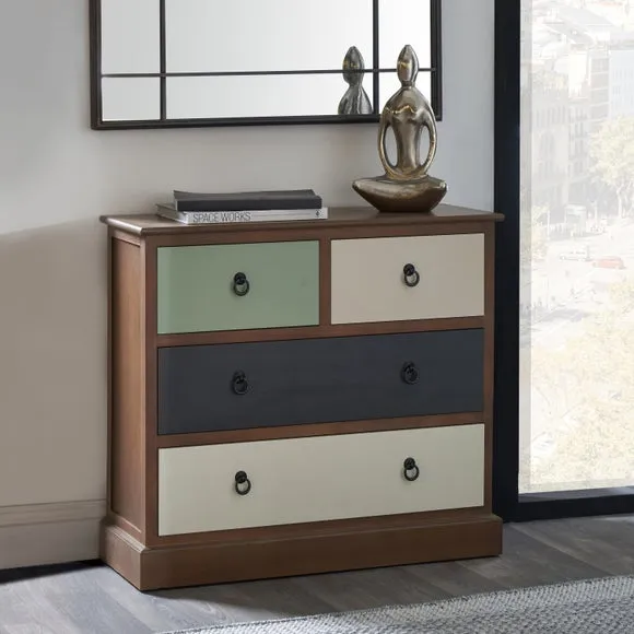 4-Drawer Chest with Handles - Multicolor, Pine image