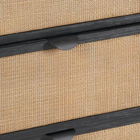 4-Drawer Chest with Rattan Panels - Black, Acacia