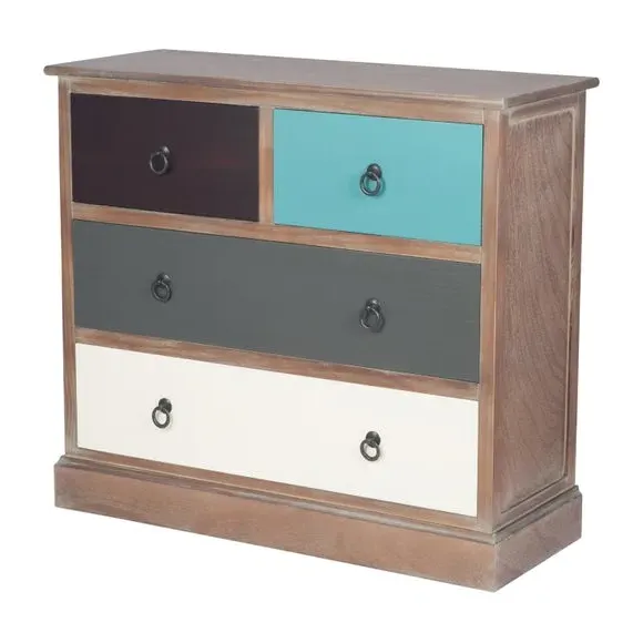 4-Drawer Wide Chest - Pine, MDF
