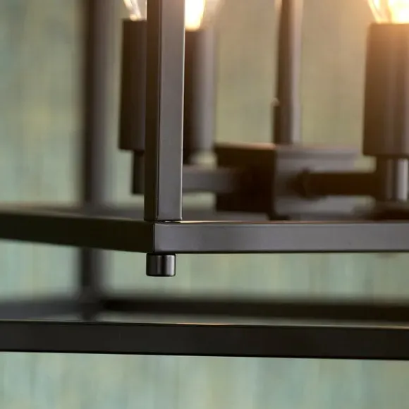 4-Light Cube Pendant Light - Black, Metal