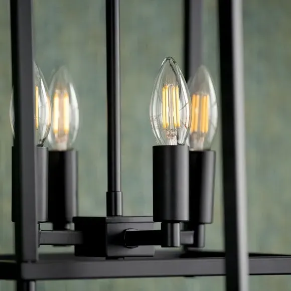 4-Light Cube Pendant Light - Black, Metal