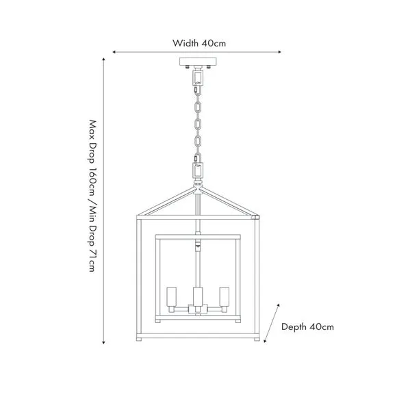 4-Light Cube Pendant Light - Black, Metal